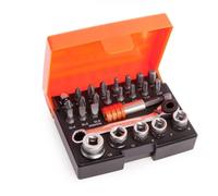 Bahco SL25 1/4" Drive Ratchet & Socket Set 25 Piece - Sockets, Torx & Hex Bits