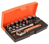 Bahco SL25 1/4in Drive Socket Set 25 Piece Kit with Secure-Fit Sockets for