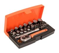 Bahco SL25 1/4in Drive Socket Set, 25 Piece Kit with Secure-Fit Sockets for Reliable Torque Transfer and Efficient Repair Tasks in a Compact Organiz