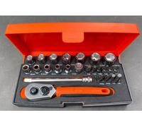 BAHCO SL25 Ratchet Screwdriver Socket Bit Set 1/4" Drive 25pcs Metric Drive NEW