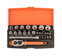 BlueSpot 1/4" dr 25pc Metric Drive Ratchet Socket Screwdriver Bit Set 4-13mm