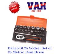 Bahco SL25 Socket Set of 25 Metric 1/4in Drive