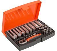 Bahco SL25L 1/4in Deep Drive Socket Set, 37 Piece Secure-Fit Deep Socket Kit