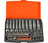 Bahco SL25L Socket & Mechanical Set, Metric 1/4" Dynamic Drive, 37 Pieces