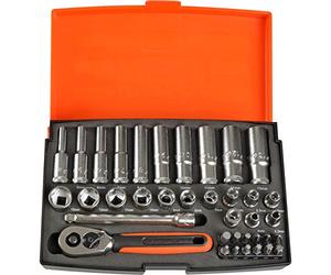 Bahco SL25L Socket & Mechanical Set, Metric 1/4" Dynamic Drive, 37 Pieces