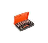 Bahco SL25L Socket & Mechanical Set, Metric ,Black/Red,1/4" Dynamic Drive, 37 Pieces