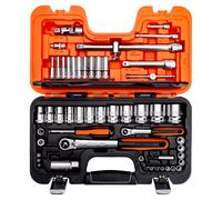 Bahco Socket Set 1/4 + 1/2 Drive Socket Set With Slim Head Ratchet S560 56 Piece