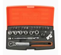 Bahco Socket Set 1/4" 24 Piece + Slim Ratchet & Screwdriver Bit Set,SL24