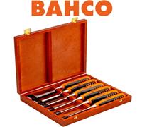 BAHCO Wood Chisel Set 6 Piece Honed Hardened Splitproof In Storage Case 424P-S6