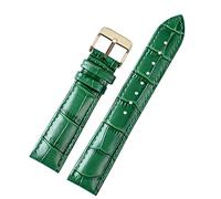 BAHDB 18mm 20mm 22mm Bamboo Pattern soft cowhide Strap Men Butterfly Buckle Ostrich leather Green Watchband Bracelet(A golden pin,18mm)