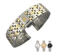 BAHDB 19mm 16mm 20mm 316L Curved End Stainless Steel Watchbands For Omega DE VILLE PRESTIGE Or dition Watch Strap Folding Clasp(Silver Golden,19mm)
