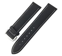 BAHDB 19mm 20mm 21mm 22mm Nylon Canvas Watch band Leather Watch Strap，For Seamaster Diver 300 Series Replace(Black white,21mm Silver buckle)
