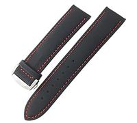 BAHDB 19mm 20mm 21mm 22mm Nylon Canvas Watch band Leather Watch Strap，For Seamaster Diver 300 Series Replace(Black red,22mm Silver buckle)