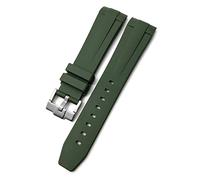 BAHDB 19mm 20mm 21mm Rubber Silicone Watchband Fit， For Longines Conquest HydroConquest L3 Waterproof Watch Strap Pin/Folding buckle(Green Pin Buckle,19mm)