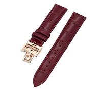 BAHDB 19mm 20mm 22mm Double-sided cowhide Watch Bands For Vacheron VC Watch Strap Constantin For Men And Women Cow Leather Bracelets(Red Rose gold clasp,19mm)