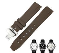 BAHDB 19mm 20mm Curved End Rubber Watchband for Tissot 1853 Lelocle PRC200 Rolex Submariner Hamilton Omega Waterproof Watch Strap(Brown,20mm)