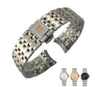 BAHDB 20mm 16mm 19mm 316L Curved End Stainless Steel Watchbands For Omega DE VILLE PRESTIGE Or dition Watch Strap Folding Clasp(Silver Rose,19mm)