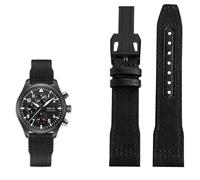 BAHDB 20mm 21mm 22mm Nylon Leather Watchband，For IWC Le Petit Prince Big Pilot IW3777 Black Sport Canvas Watch Strap(Black black,22mm)
