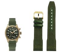 BAHDB 20mm 21mm 22mm Nylon Leather Watchband，For IWC Le Petit Prince Big Pilot IW3777 Black Sport Canvas Watch Strap(Green gold pin,21mm)