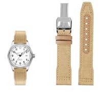 BAHDB 20mm 21mm 22mm Nylon Leather Watchband，For IWC Le Petit Prince Big Pilot IW3777 Black Sport Canvas Watch Strap(Khaki silver,20mm)