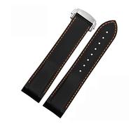 BAHDB 20mm 22mm Rubber Silicone Watch Bands For Omega Seamaster 300 speedmaster Strap Seiko Watchband Men's watch Accessories(Black orange silver,22mm)