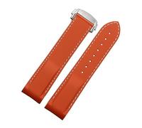 BAHDB 20mm 22mm Rubber Silicone Watch Bands For Omega Seamaster 300 speedmaster Strap Watchband Men's watch Accessories(Orange white silver,20mm)