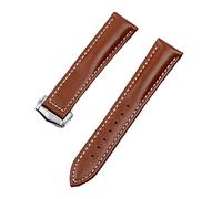 BAHDB 20mm Genuine Cow Leather Watch Band For Omega Strap Seamaster 300 DE VILLE AT150 AQUA TERRA 150 Watchband Deployment Buckle(Light Brown buckle)
