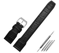 BAHDB 22mm Real Leather Nylon Rivets Watchband,For IWC SPITFIRE Big Pilot's Watch IW5009 Cowhide Strap(A-Black silver pin)