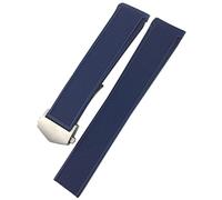 BAHDB 22mm Rubber Silicone Watch Strap Waterproof Bracelet Watchband For TAG HEUER AQUARACER 300 WAY201B CALIBRE 5 Watchchain(Blue-Silver)