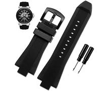BAHDB 29x13mm Silicone rubber Concave convex Watch Strap For Michael Kors MK9019 MK8295 MK8492 MK9020 MK9020(Black black buckle)