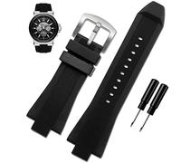 BAHDB 29x13mm Silicone rubber Concave convex Watch Strap For Michael Kors MK9019 MK8295 MK8492 MK9020 MK9020(Black silver buckle)
