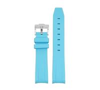 BAHDB Curved End 20mm Nature Fluorine Rubber Watchband Replace For Rolex Strap New Green Submariner Explorer 2 Role WatchBands(Light blue)