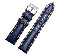 BAHDB For Fossil BQ2363/2453 ME3099 3052 3054 FS5380/5453 FS4735 FS4812 Cowhide Strap Vintage Genuine leather Watchband 20 22mm(Blue silver,22mm)