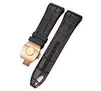 BAHDB For Franck Muller Watch Band 28mm Cowhide Silicone Watch Strap Nylon Rubber Folding Buckle Watch Bands For Men Bracelet(Black red rose)