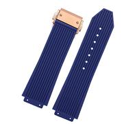 BAHDB For Hublot BIG BANG Black Blue white Silicone Rubber Strap With men Butterfly Buckle Watchband Accessories 26 * 19mm(Dark blue RG)