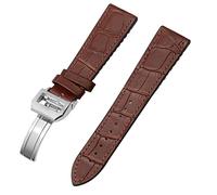 BAHDB For IWC Bertofino Pilot Mark 20mm 22mm Watchband Alligator Genuine Leather Silicone Rubber Sole Watch Strap(Brown-silver,22mm)