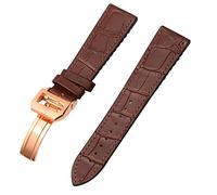 BAHDB For IWC Bertofino Pilot Mark 20mm 22mm Watchband Alligator Genuine Leather Silicone Rubber Sole Watch Strap(Brown-rosegold,22mm)