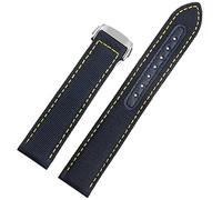 BAHDB For Omega 300 Fabric Leather AQUA TERRA 150 cupuncture needle captain Woven Nylon Canvas Watch Strap 19mm 20mm 21mm 2mm Watchbands(Blue yellow silver,19mm)