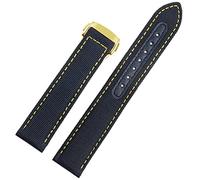 BAHDB For Omega Seamaster 300 Fabric Leather AQUA TERRA 150 cupuncture needle captain Woven Nylon Canvas Watch Strap 19mm 20mm 21mm 2mm Watchbands(Blue yellow golden,19mm)