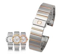 BAHDB For Omega Steel Strap Constellation Double Eagle Series Steel Watchband Men Women Watch Chain 17mm 23mm 25mm(Silver rosegold,23mm)