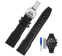 BAHDB Genuine Leather Watch Strap for IWC Pilots Little Prince Male Mark 18 Big Fly Portugal Soft Comfortable Watchband 20mm Wristband(Black-steel-ZK,20mm)