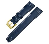 BAHDB Genuine Leather Watchband For IWC Mark XVIII Le Petit Prince Pilot’s Watch 20mm 21mm 22mm Cowhide Strap(Blue white gold,22mm)