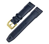 BAHDB Genuine Leather Watchband For IWC Mark XVIII Le Petit Prince Pilot’s Watch 20mm 21mm 22mm Cowhide Strap(Dark blue gold,20mm)
