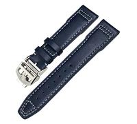 BAHDB Genuine Leather Watchband For IWC Mark XVIII Le Petit Prince Pilot’s Watch 20mm 21mm 22mm Cowhide Strap(Dark blue fold,20mm)