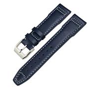 BAHDB Genuine Leather Watchband For IWC Mark XVIII Le Petit Prince Pilot’s Watch 20mm 21mm 22mm Cowhide Strap(Dark blue silver,22mm)