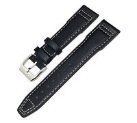 BAHDB Genuine Leather Watchband For IWC Mark XVIII Le Petit Prince Pilot’s Watch 20mm 21mm 22mm Cowhide Strap(Black white silver,22mm)