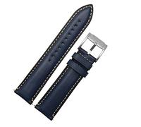 BAHDB Quick release genuineLeather watch strap for fossil FTW1114 4016ME3110 FS5436 24 20 22mm watchband for huawei pro 2 gear S2 S3(Blue silver clasp,24mm)