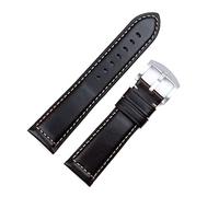 BAHDB Vintage Italian Waxed Leather Watch Band Bracelet 18mm 20mm 22mm 24mm Strap Wrist Accessories(Brown Silver,20mm)