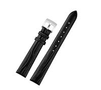 BAHDB Women Genuine Leather watch strap For Armani AR1681 1683 1882 1926 1726 Thin Soft Wristband Watchbands(Black-silver buckle)