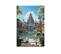 BaHeLs Angkor Thom Cambodia Vintage Travel Poster Landscape 08x12inch(20x30cm) Canvas Wall Art Print Painting for Wall Decor Living Room Bedroom